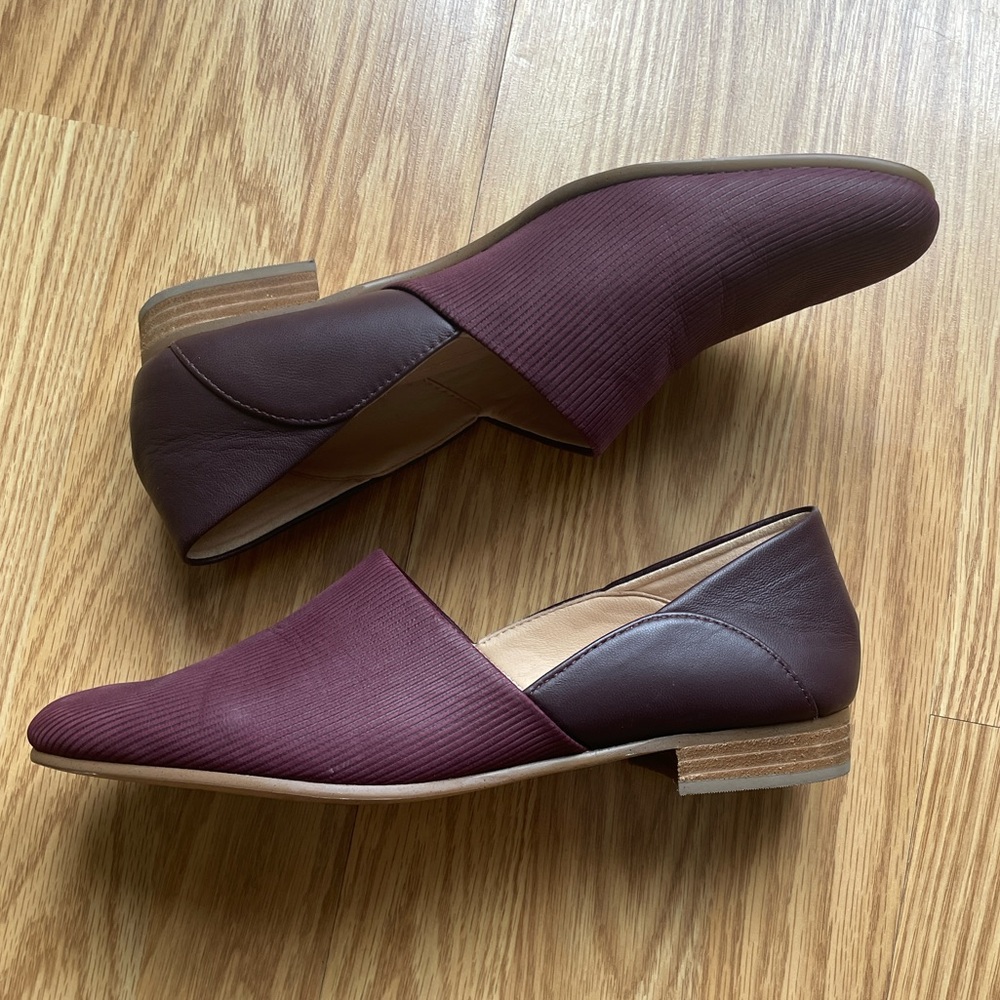 Burgundy Low Heel Loafers